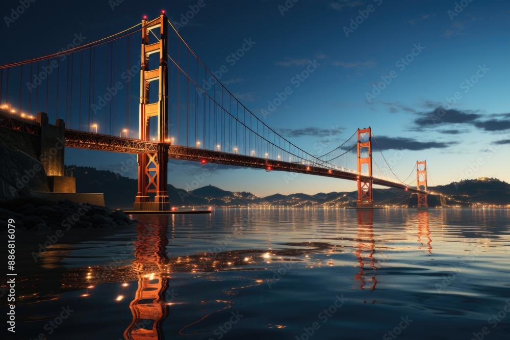 Obraz premium New York Manhattan Midtown at dusk with Brooklyn Bridge. USA., generative IA