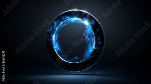Abstract representation of a black hole's gravitational lensing effect on starlight, showcasing cosmic phenomena. Illustration, Image, , Minimalism,