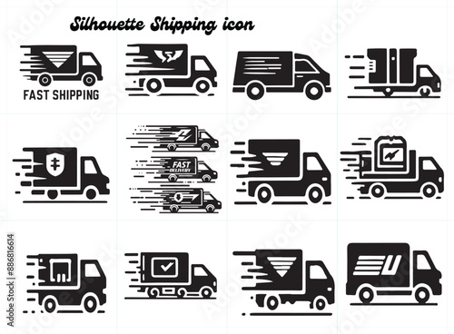 Silhouette shipping delivery icon