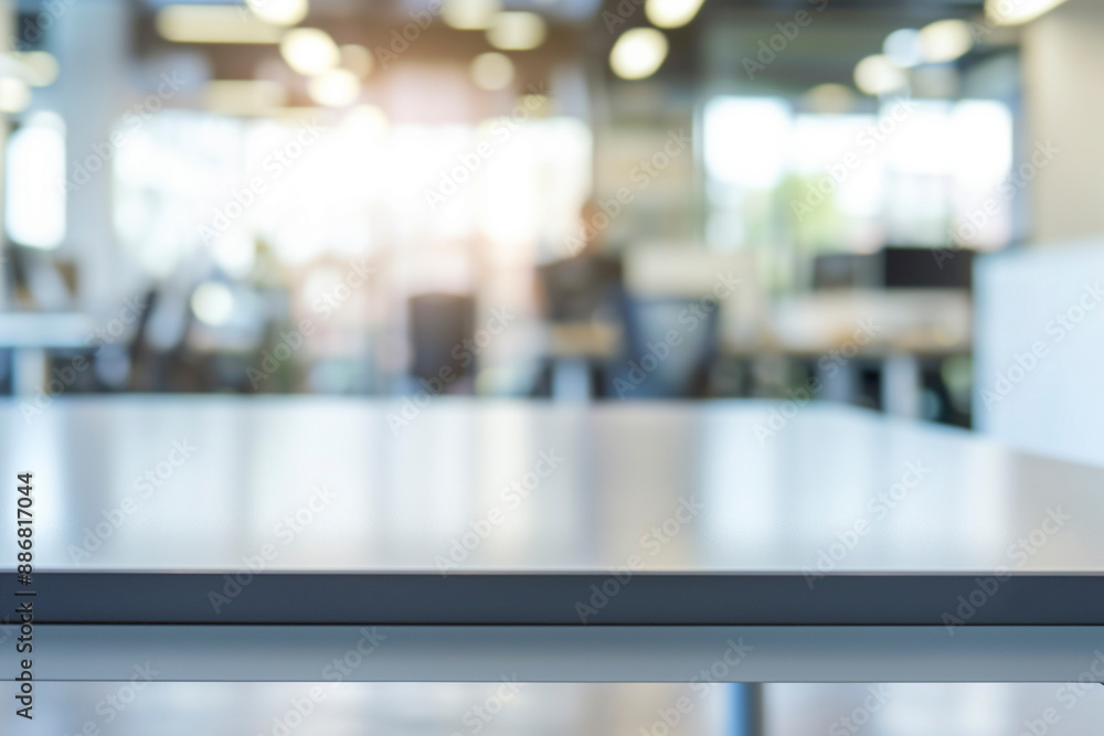 Modern stylish office mockup with table in focus. Background blurred copy space Modern stylish office mockup with table in focus. Background blurred copy space