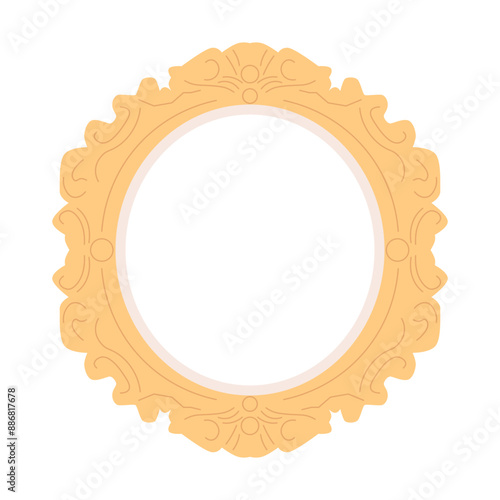 Picture frame in vintage style. Painting baguette, blank space in traditional border, framework for gallery.