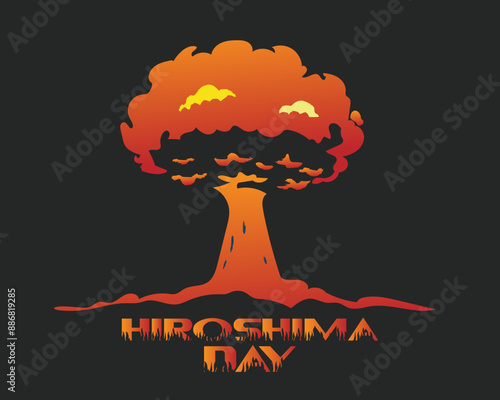 Hiroshima Day, 6 august, nuclear bomb poster, illustration vector