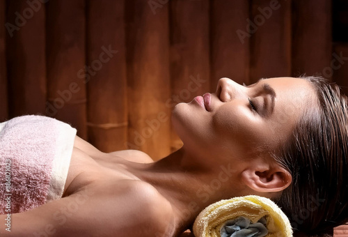 Woman relaxing in a spa