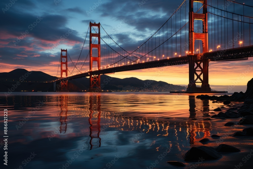 Golden Gate After Sunset Bridge, generative IA Golden Gate After Sunset Bridge, generative IA