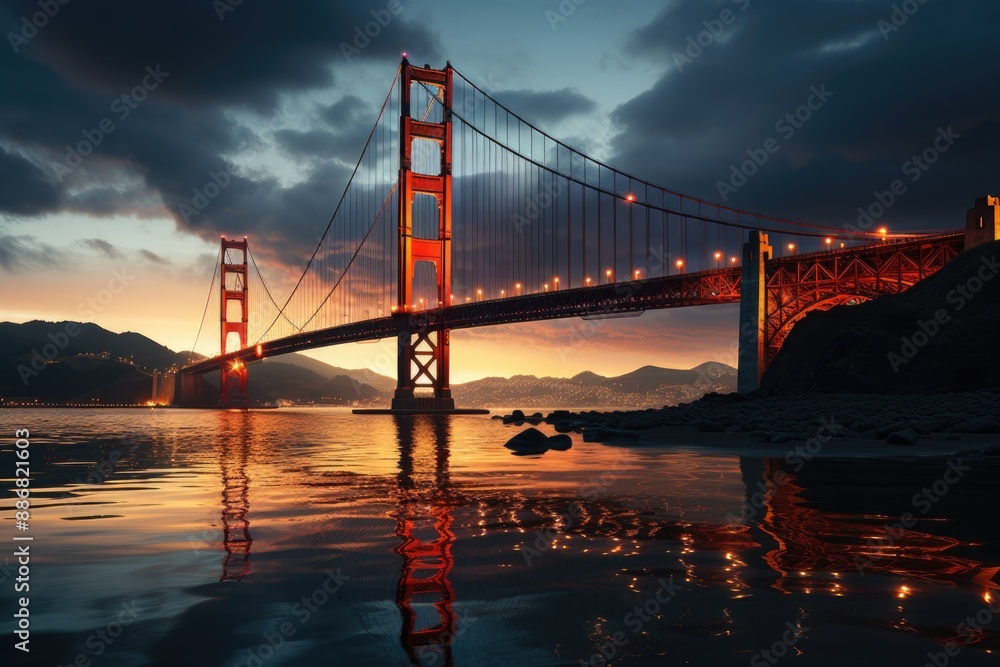 Golden Gate Bridge of renowned and iconic Golden in San Francisco at birth, generative IA Golden Gate Bridge of renowned and iconic Golden in San Francisco at birth, generative IA
