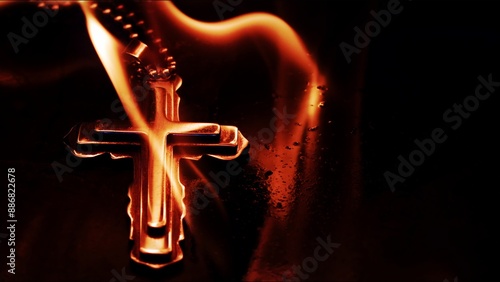 Christianity Symbol Cross in Fire