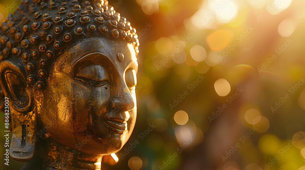 the sun shines on the golden Buddha statue the sun shines on the golden Buddha statue