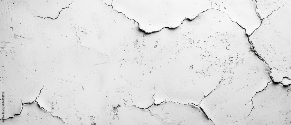  A black-and-white image of a wall crack with peeling paint
