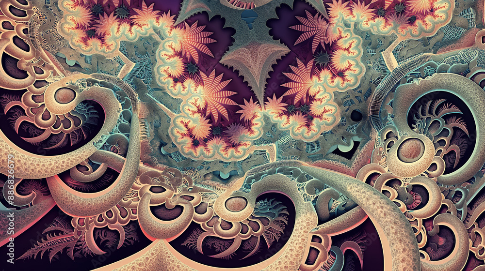A colorful abstract painting with a lot of swirls and shapes A colorful abstract painting with a lot of swirls and shapes