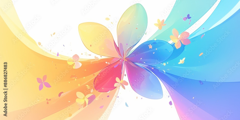 Vibrant Rainbow-Colored Flower Petal Floating in Negative Space Vibrant Rainbow-Colored Flower Petal Floating in Negative Space