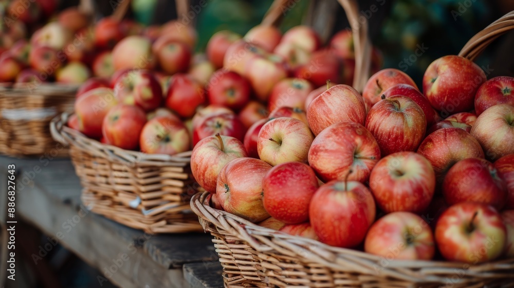 autumn harvest display, abundant baskets of ripe apples at the fall market, a tasty treat for everyone to savor fresh, juicy, and sweet autumn harvest display, abundant baskets of ripe apples at the fall market, a tasty treat for everyone to savor fresh, juicy, and sweet