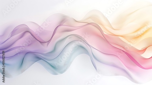 Delicate pastel spectrum line waves with a minimal and soft touch on white