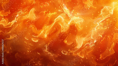 Dynamic Abstract Fiery Swirls in Orange and Yellow