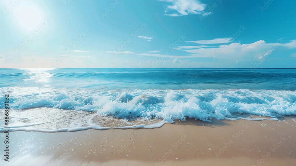 Gentle Waves Crashing on Sunny Beach