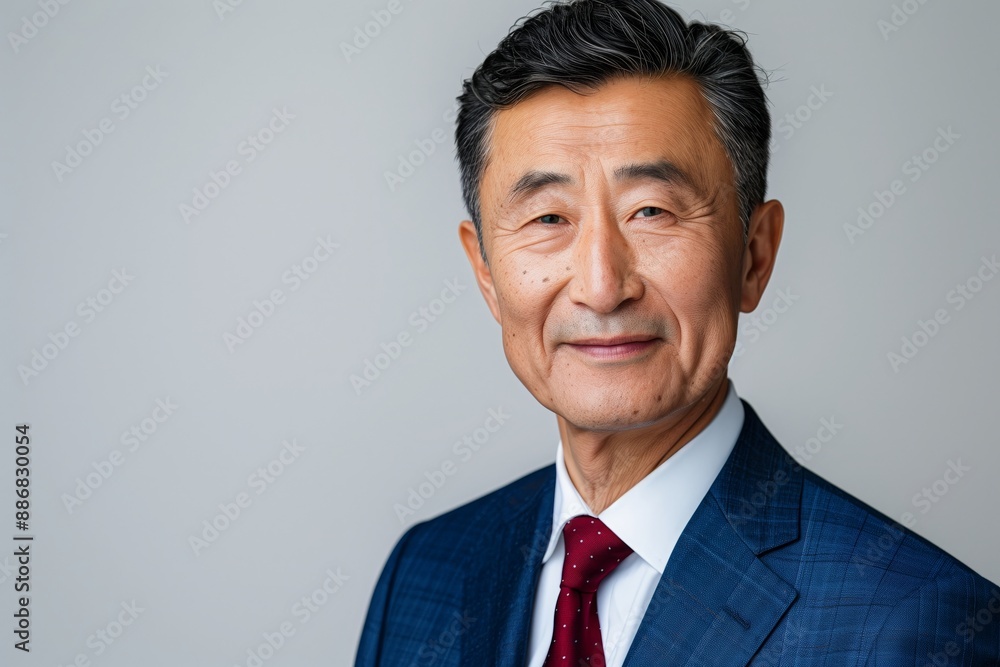 Close up portrait mature Asian man 40s businessman boss employer lawyer leader middle-aged senior Chinese Japanese Korean male posing in modern office looking at camera Close up portrait mature Asian man 40s businessman boss employer lawyer leader middle-aged senior Chinese Japanese Korean male posing in modern office looking at camera