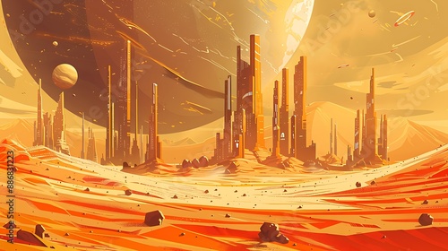 abstract vector illustration of an alien planet