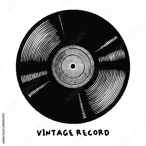 Vintage retro vinyl record disc vector illustration