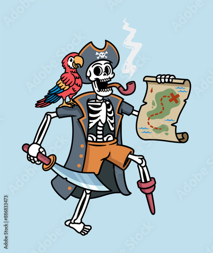 pirate skull holding a treasure map