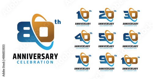 Set of anniversary design modern circle number