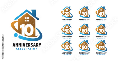Set of anniversary design modern house number