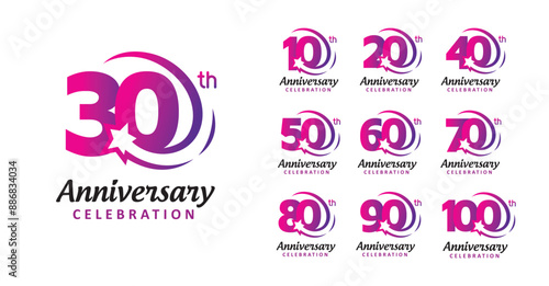 Set of anniversary design modern star number
