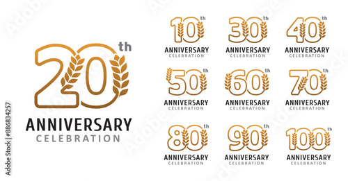 Set of anniversary design nature wheat number