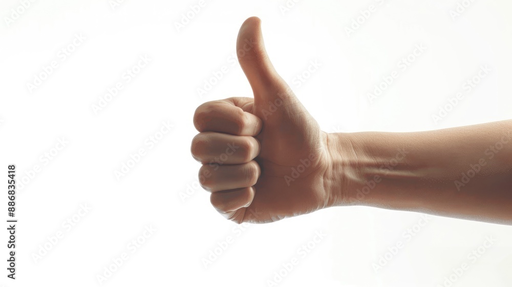 Hand giving thumbs up on white background Hand giving thumbs up on white background