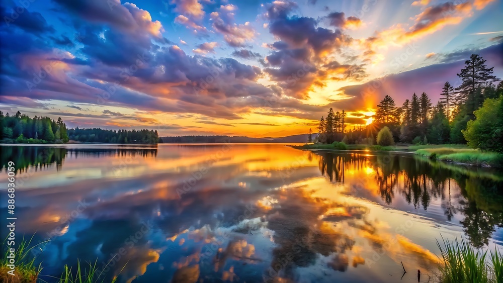 wide river surrounded by forest , beautiful sky , wide river surrounded by forest , beautiful sky ,