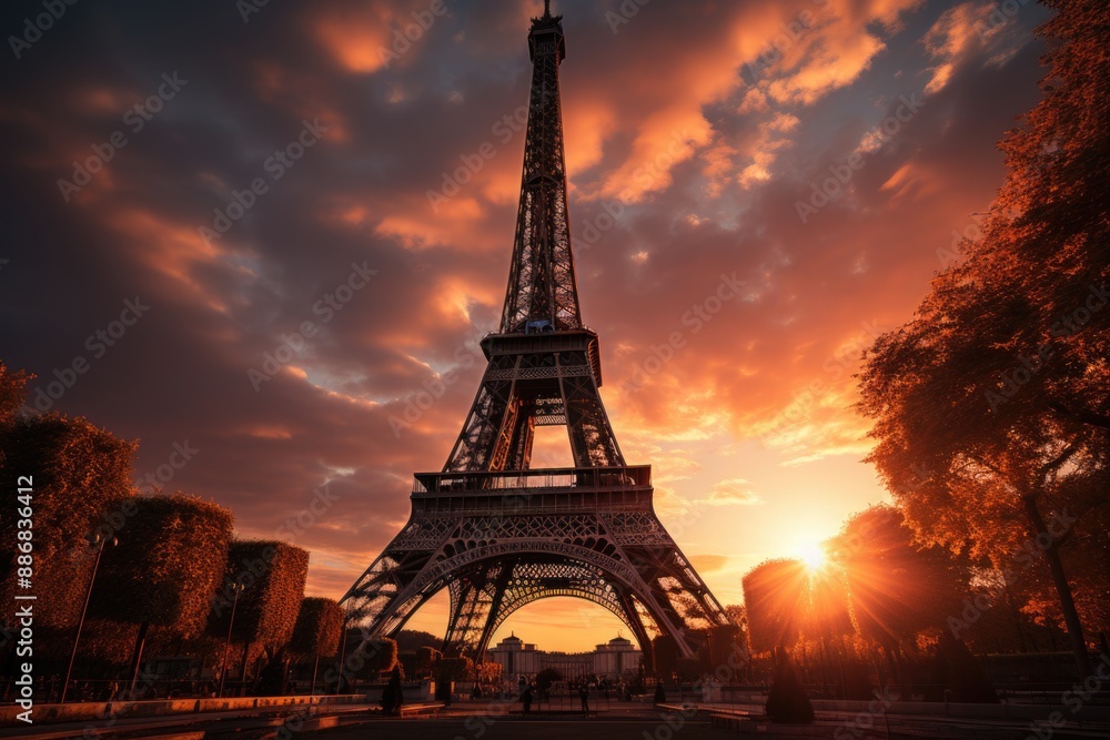 Fototapeta premium Panoramic view of the Golden Gate Bridge during a foggy sunset, generative IA