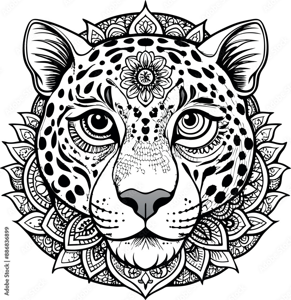 Obraz premium Lion Mandala Coloring Page for Adults