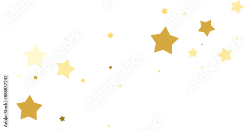 Gold falling confetti. Star shape. Festive background
