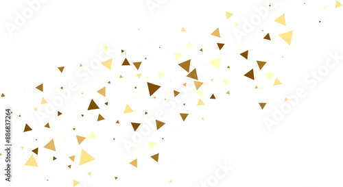 Gold falling confetti. Triangle shape. Festive background