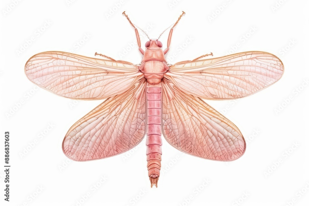 An alderfly with soft watercolor hues isolate on white background An alderfly with soft watercolor hues isolate on white background