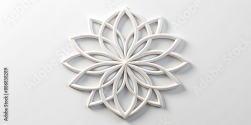 White 3D Abstract Floral Pattern, 3D Rendering, Minimalism, Geometric, White Background