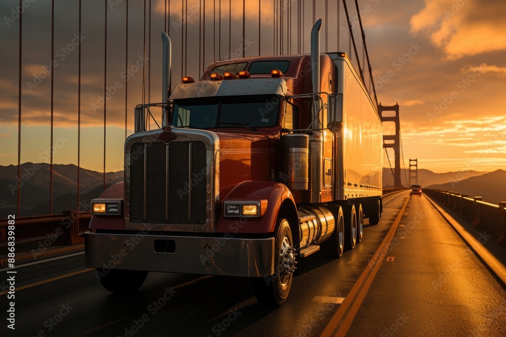 Vehicles on the Golden Gate Bridge against Clear Sky, generative IA