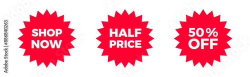 Half price sale red star sticker set shop now
