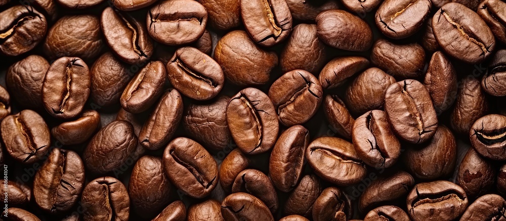 Fototapeta premium In general, coffee beans are prominent objects in the copy space image.