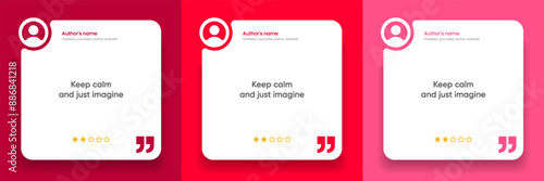3D bubble testimonial banner, quote, infographic. Social media post template designs for quotes. Empty speech bubbles, quote bubbles and text box. Vector Illustration EPS10.
