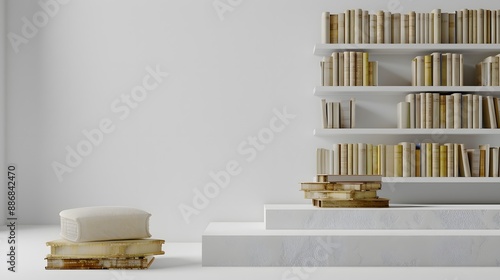New hardcover books on white background. 