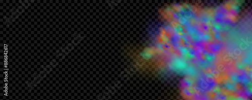 An explosion of colorful smoke clouds.Multicolor fog with blue and yellow particles.Explosions of color powder.