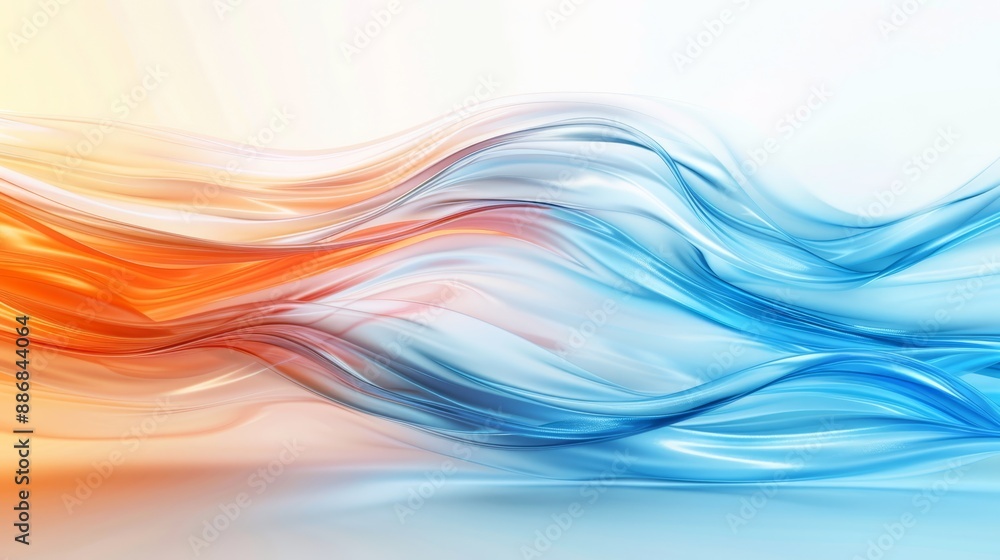 A blue, orange, and white wavy background featuring a lighter wave of each color on the left side A blue, orange, and white wavy background featuring a lighter wave of each color on the left side
