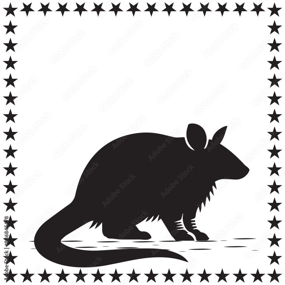 Obraz premium Armadillo Silhouette Vector Cute Armadillo With Round Star On White Background