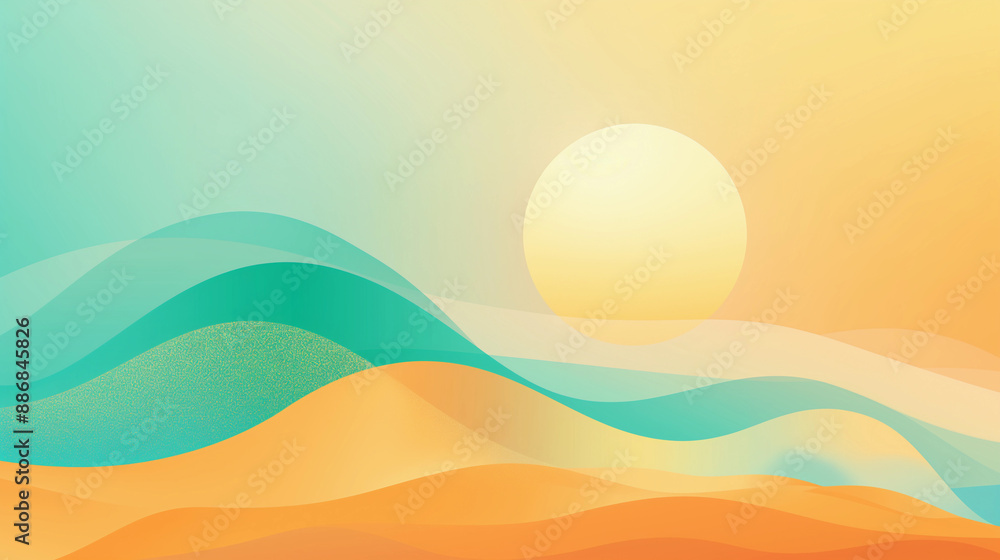 A beautiful landscape with a large sun in the sky A beautiful landscape with a large sun in the sky