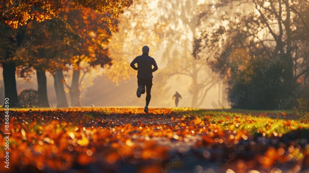 Embrace the colorful Marathon by Running Among the Amazing Foliage of Nature. AI generated image Embrace the colorful Marathon by Running Among the Amazing Foliage of Nature. AI generated image