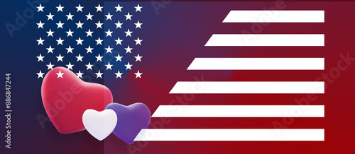 red white blue hearts and m...