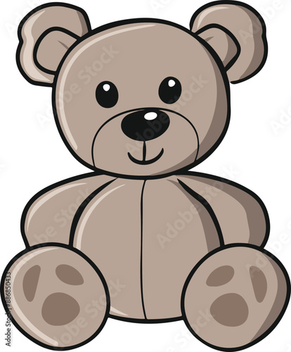 Cartoon Teddy Bear Illustration: Childhood Comfort and Innocence