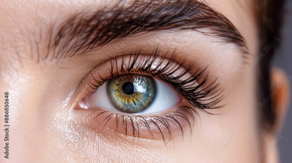 Fototapeta premium Captivating Beauty: A Closer Look at the Alluring Eyes of Young Women. AI generated image
