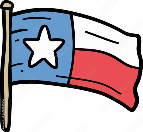 Hand-Drawn Texas Flag, State Symbol and Patriotism