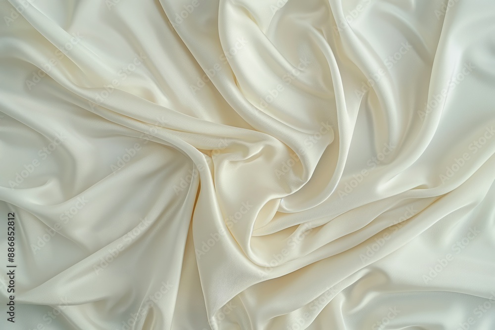 Obraz premium Close-up of white fabric with subtle sheen, slightly curled edges. Soft and delicate texture, blurred background. Ideal for textile design, fashion, interior decoration, or product photography.