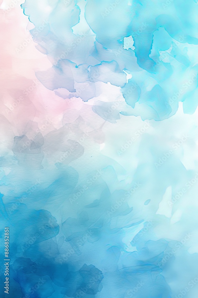 Obraz premium Abstract blue and pink watercolor painting with soft edges and a light background